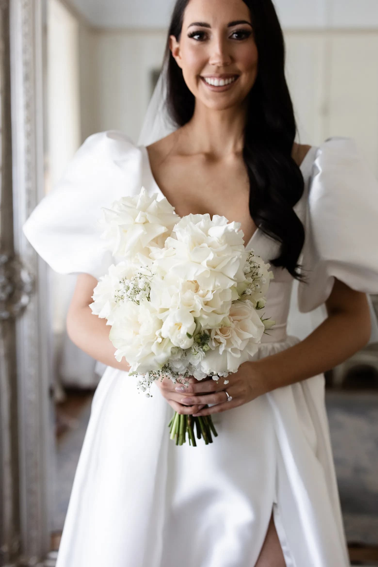 Bride holding bouquet