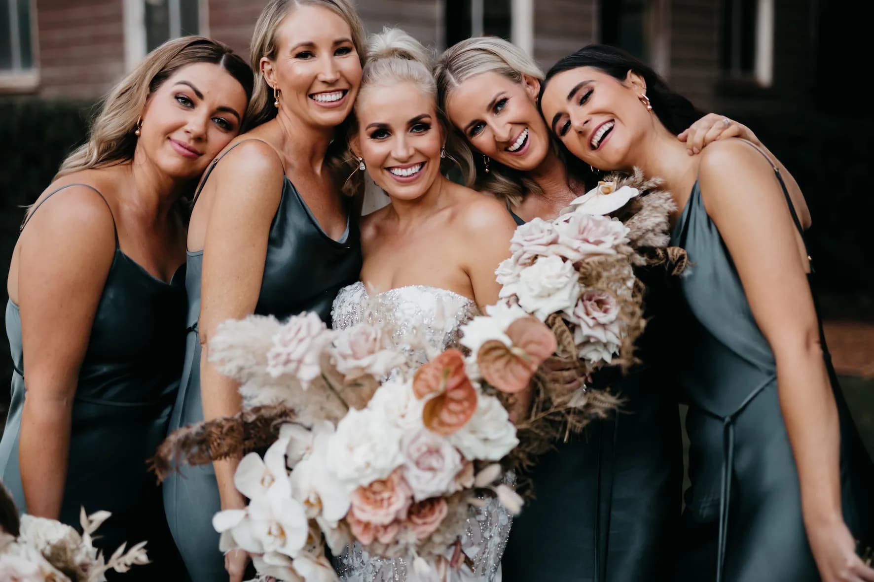 Bride and bridesmaid