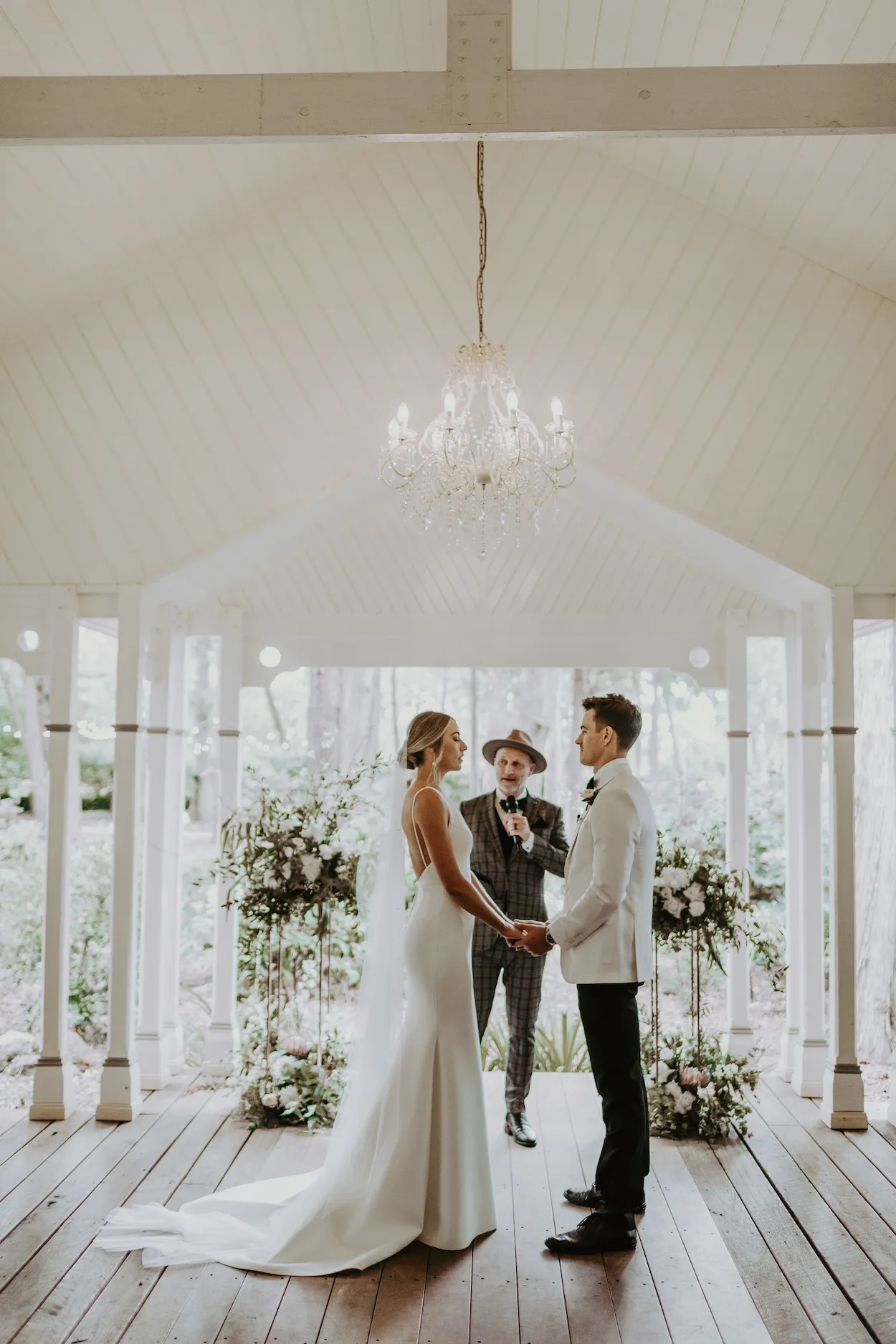 Bride and groom at altar