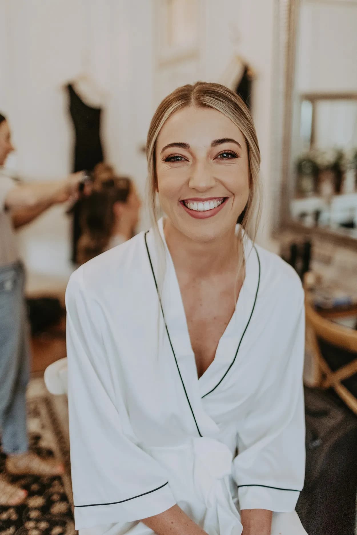 Bride with makeup on smiling