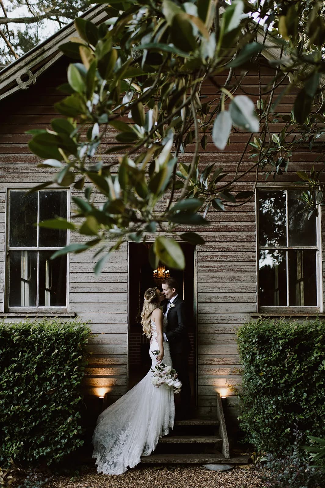 Bride and groom in Old School House