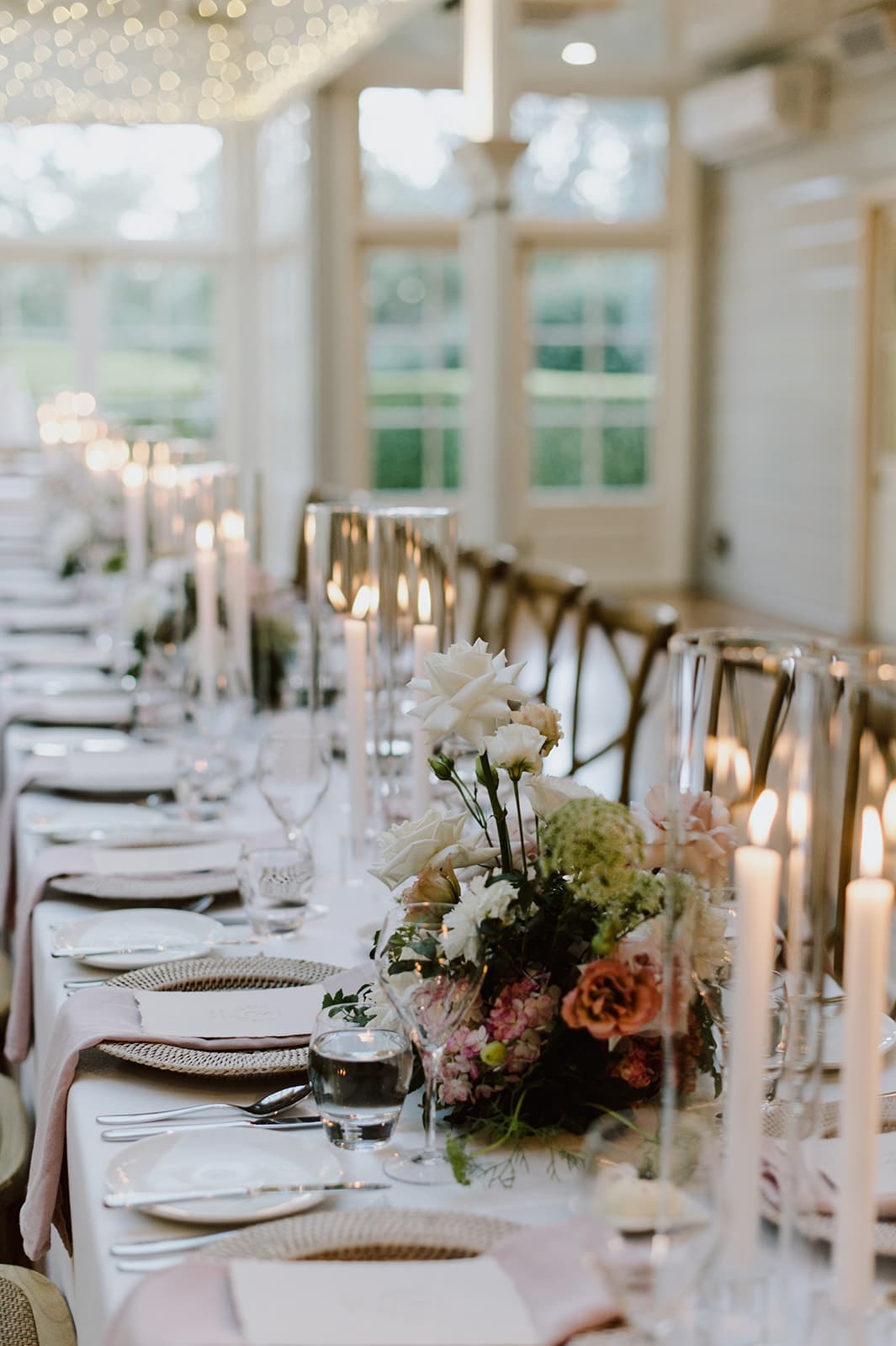 Wedding reception table with candles