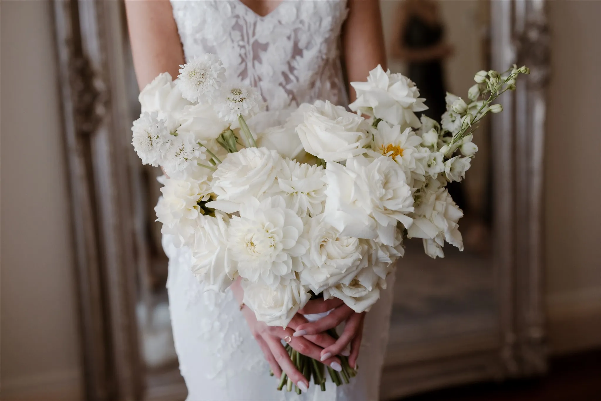 Bride holding bouquet