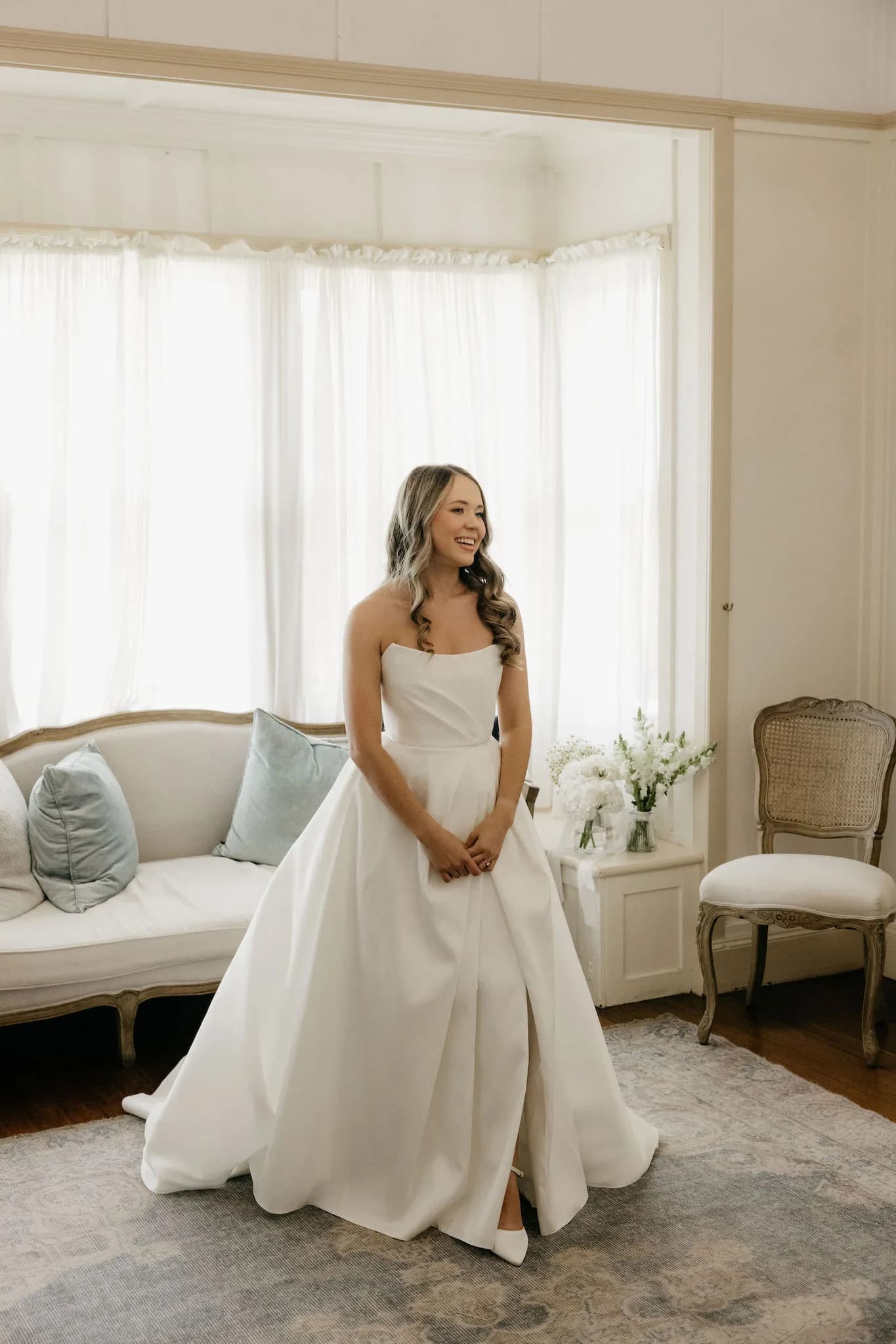 Bride wearing wedding dress