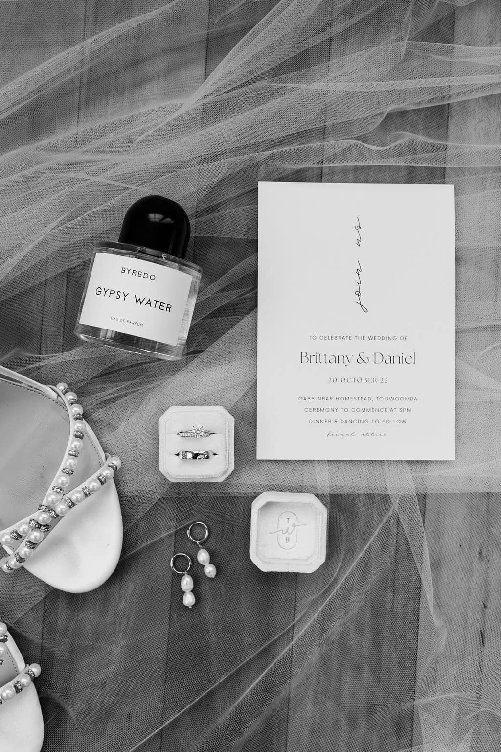 Wedding shoes and invitations