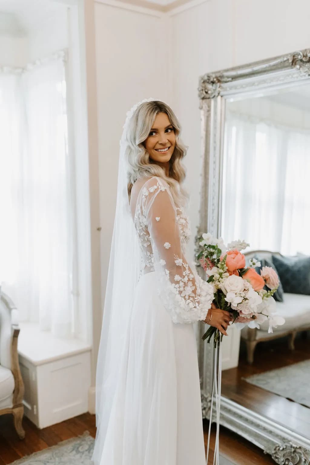 Bride holding wedding bouquet