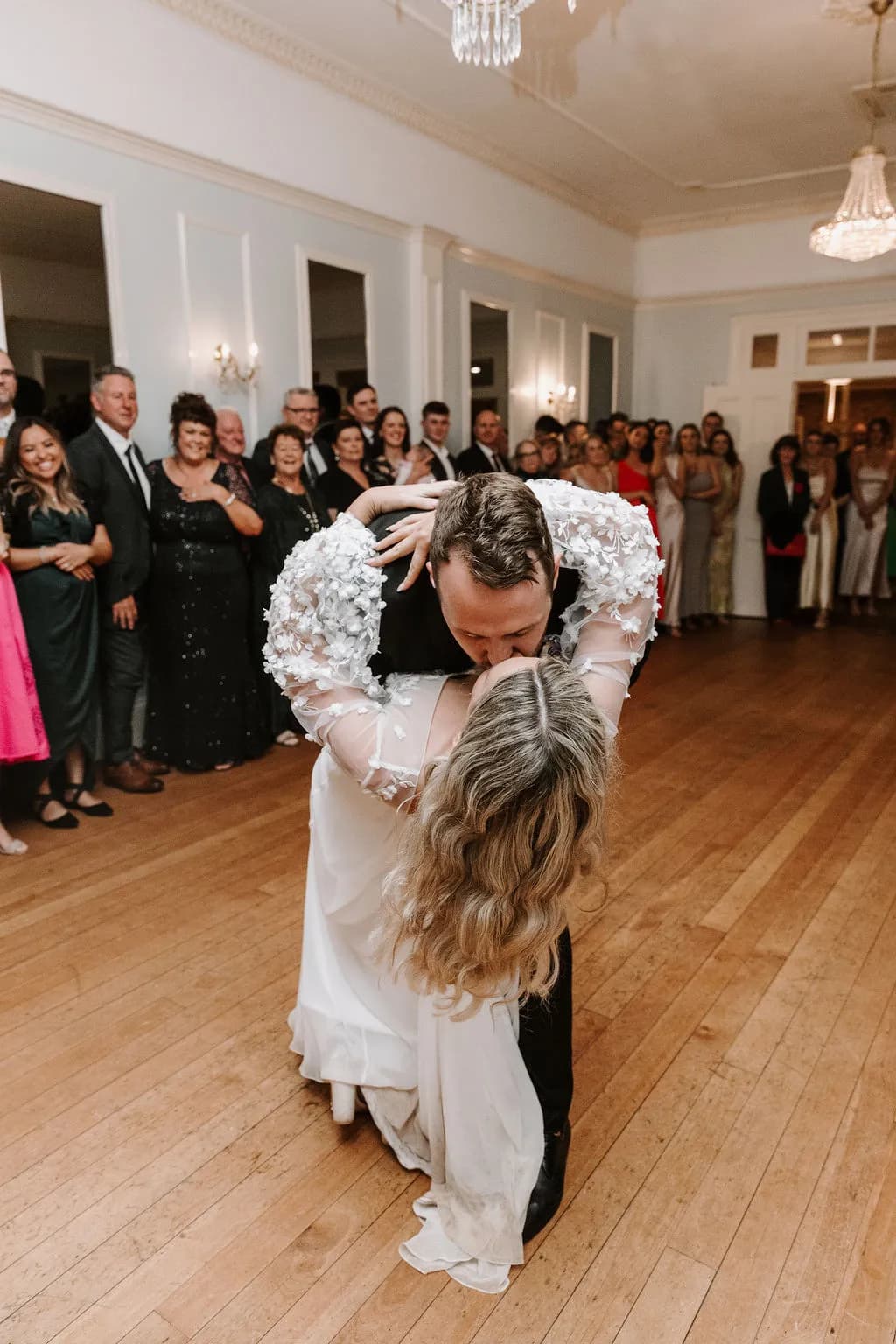 Bride and groom dancing