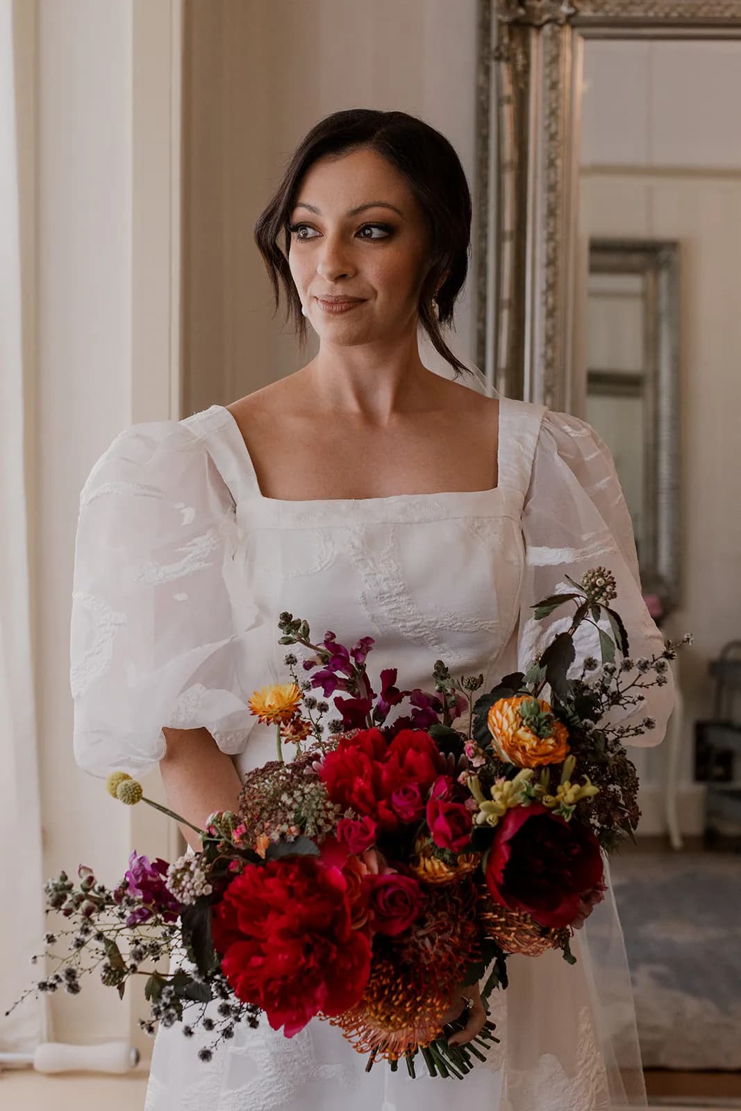 Bride holding bouquet