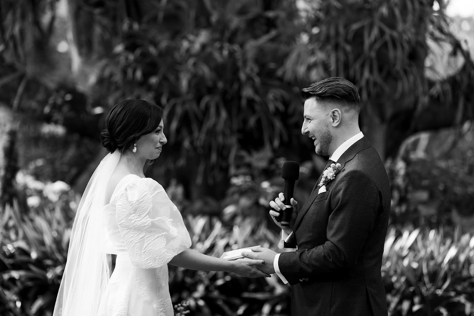 Bride and groom exchanging vows