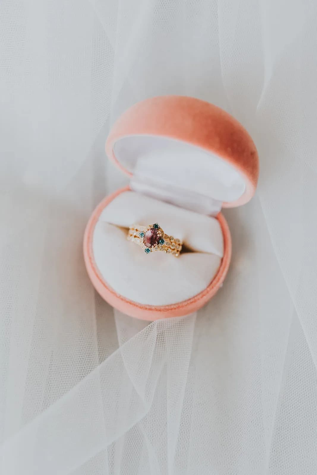 Engagement ring in pink ring box