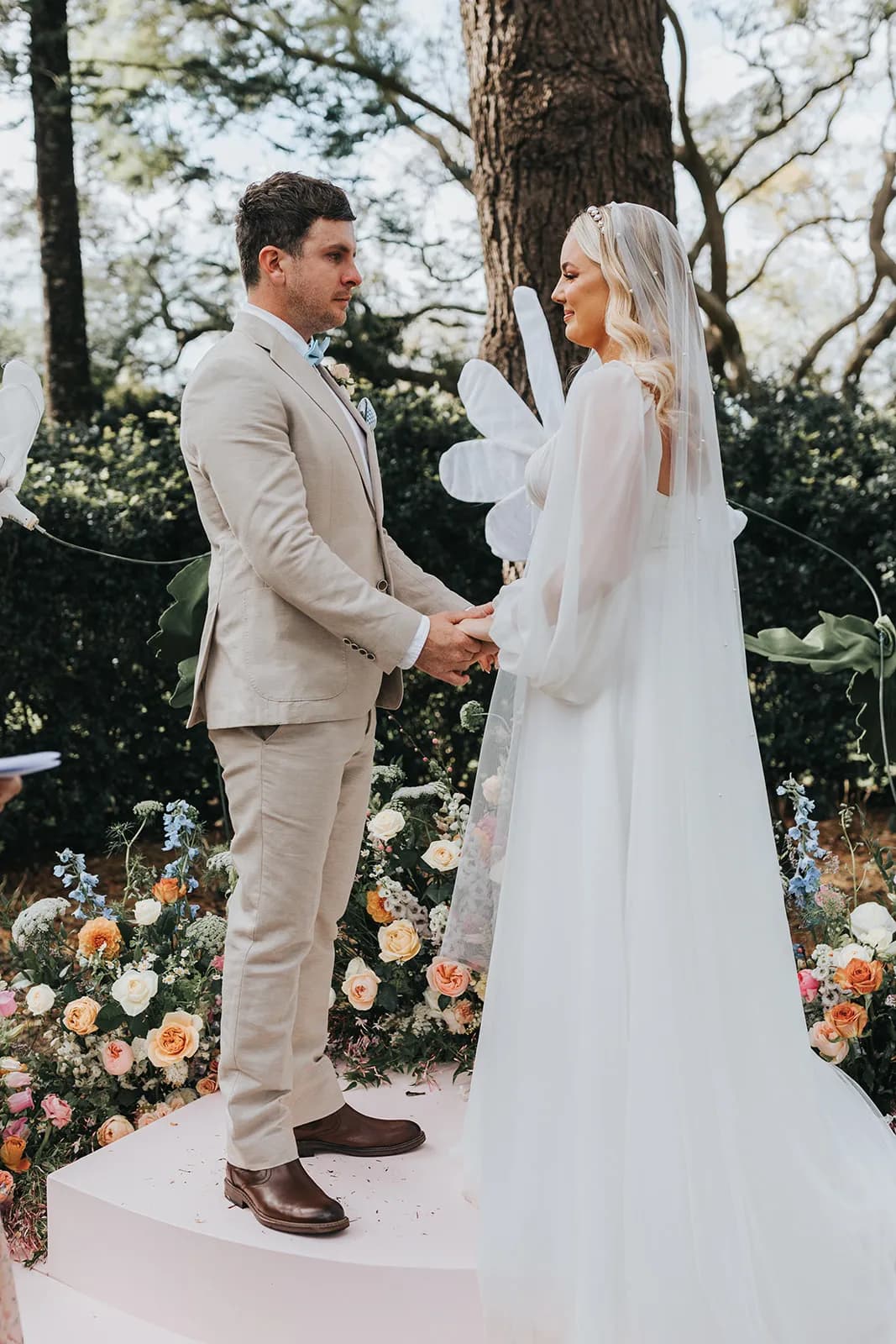 Bride and groom exchanging vows