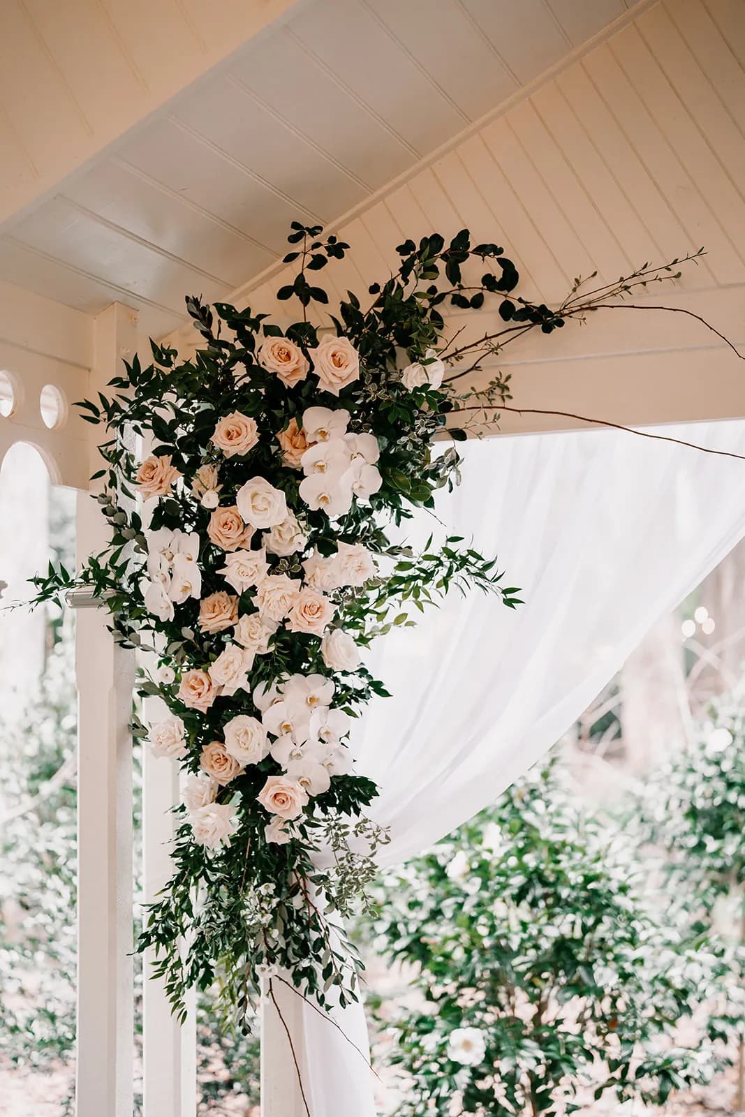 Flowers hung on post