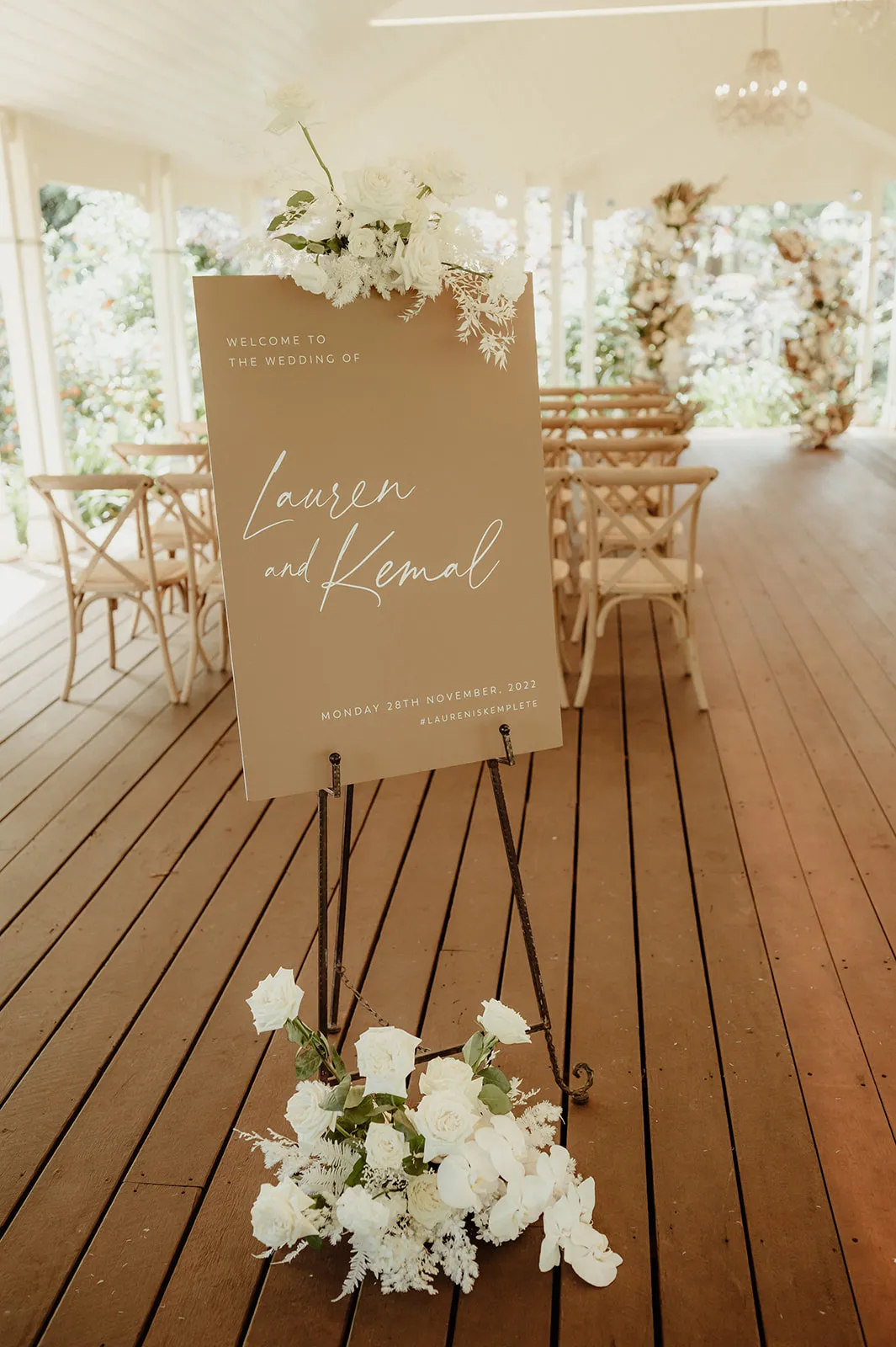 Wedding ceremony welcome sign