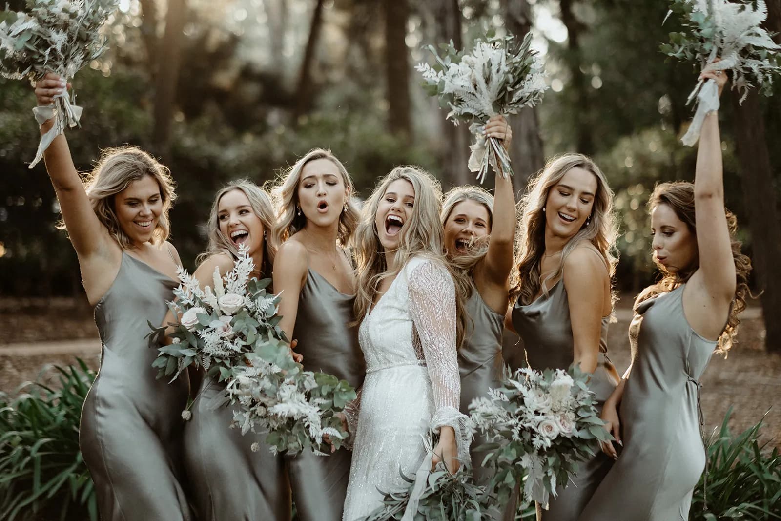 Bride and her bridesmaids