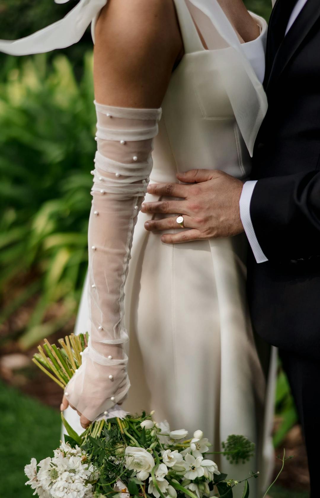 Bride's dress and glove