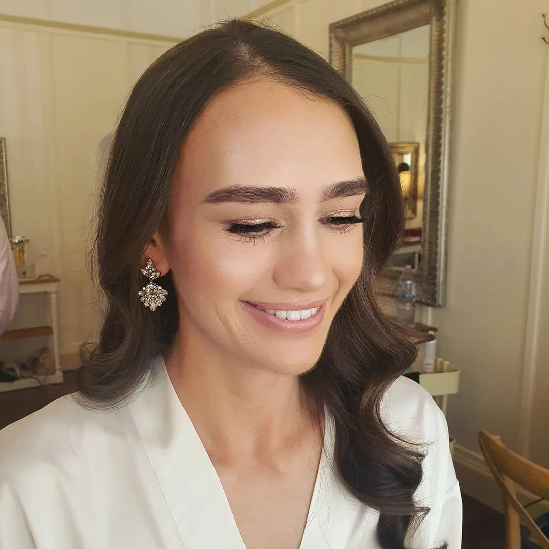 Bride with makeup on