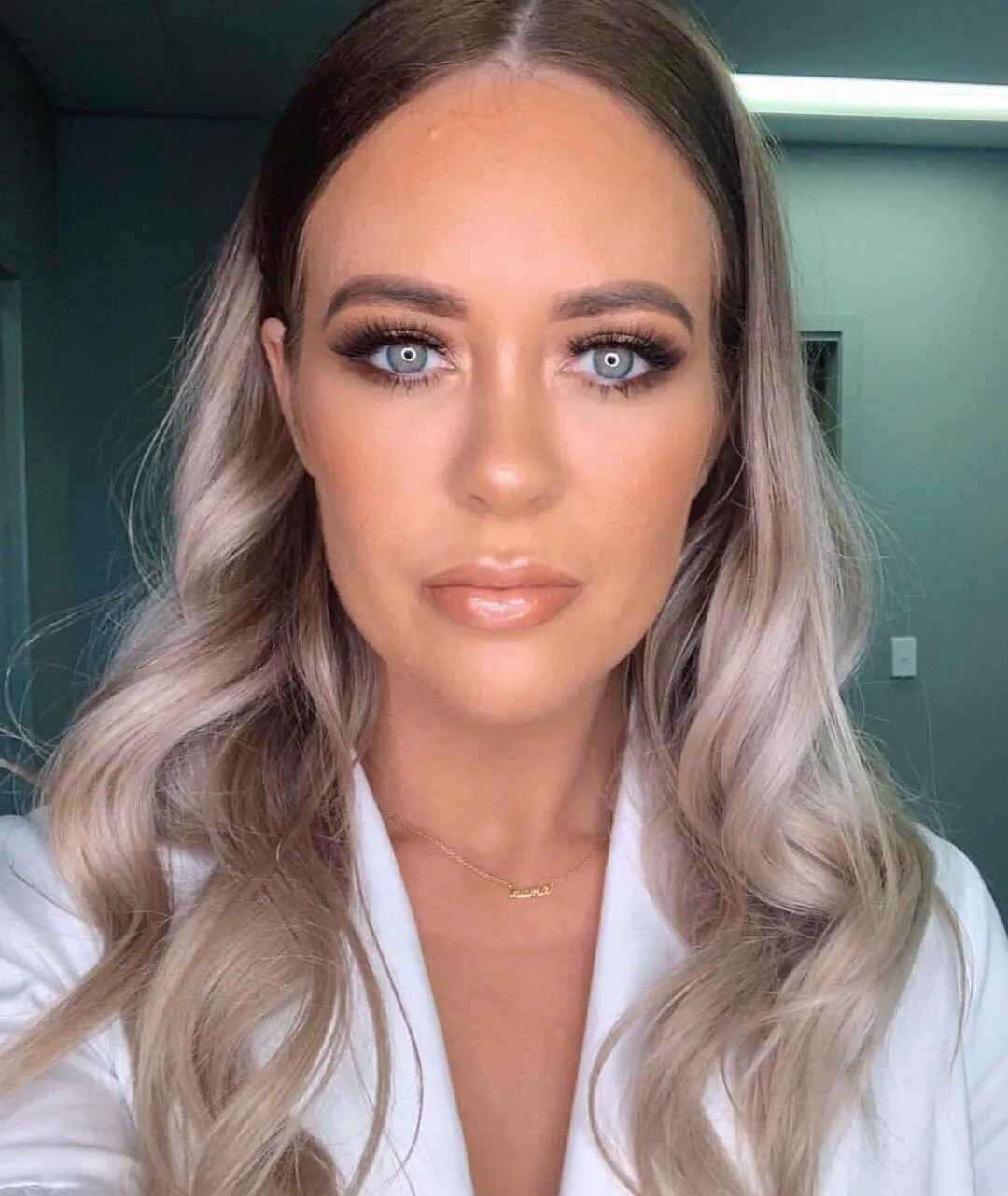 Bride with makeup on