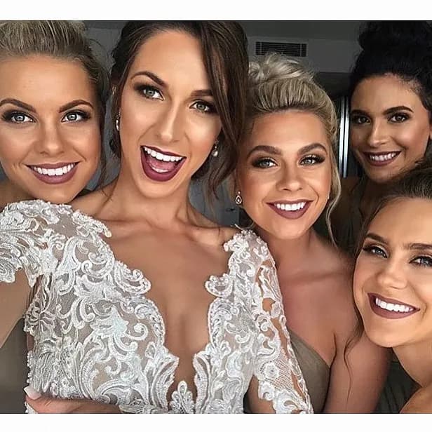 Bride with bridesmaids