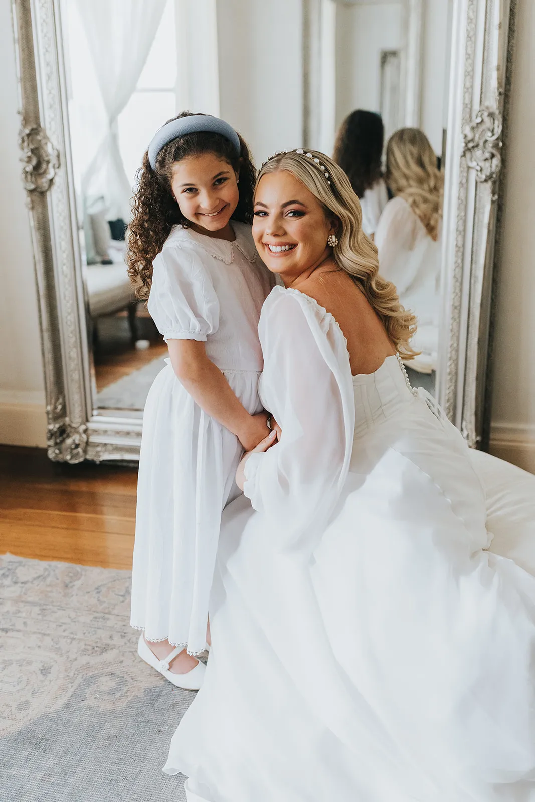 Bride and flowergirl