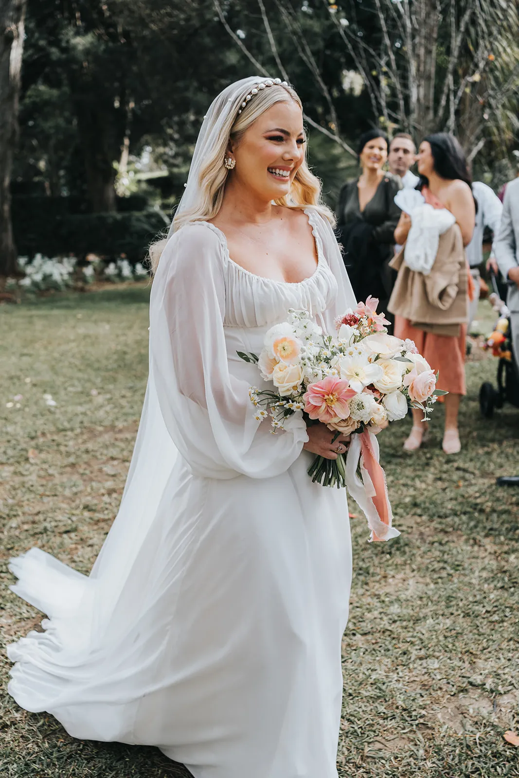 Bride walking down the aisle