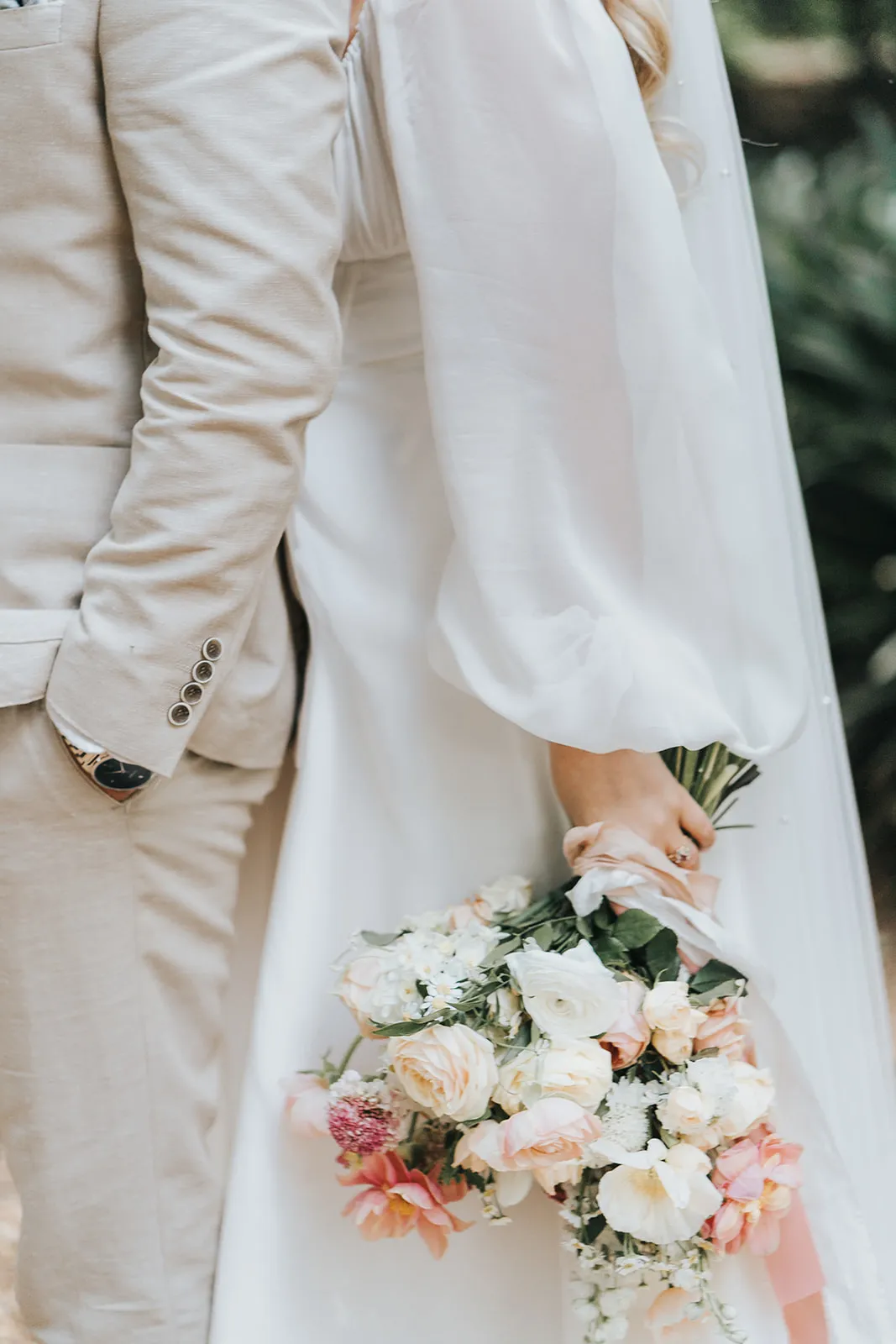 Bride holding bouquet